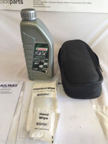 GENUINE BMW CAR BOOT OIL KIT CASTROL SLX 0W-30 ENGINE OIL TOP UP KIT DIPSTICK WIPE B99A