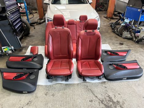 BMW 3 SERIES F30 RED LEATHER INTERIOR FRONT REAR SEATS DOORCARDS 