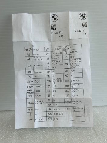 BMW X1 X2 2 SERIES GRAN TOURER MAP FUSE GROUPING FUSE MAP F45 F46 F48 F39 71236822531, 6822531 B9 *621